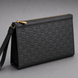 Premium Embossed Black Wristlet
