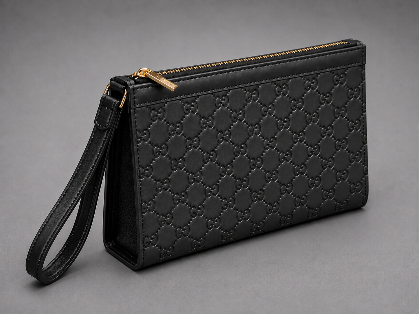 Premium Embossed Black Wristlet - Image 2