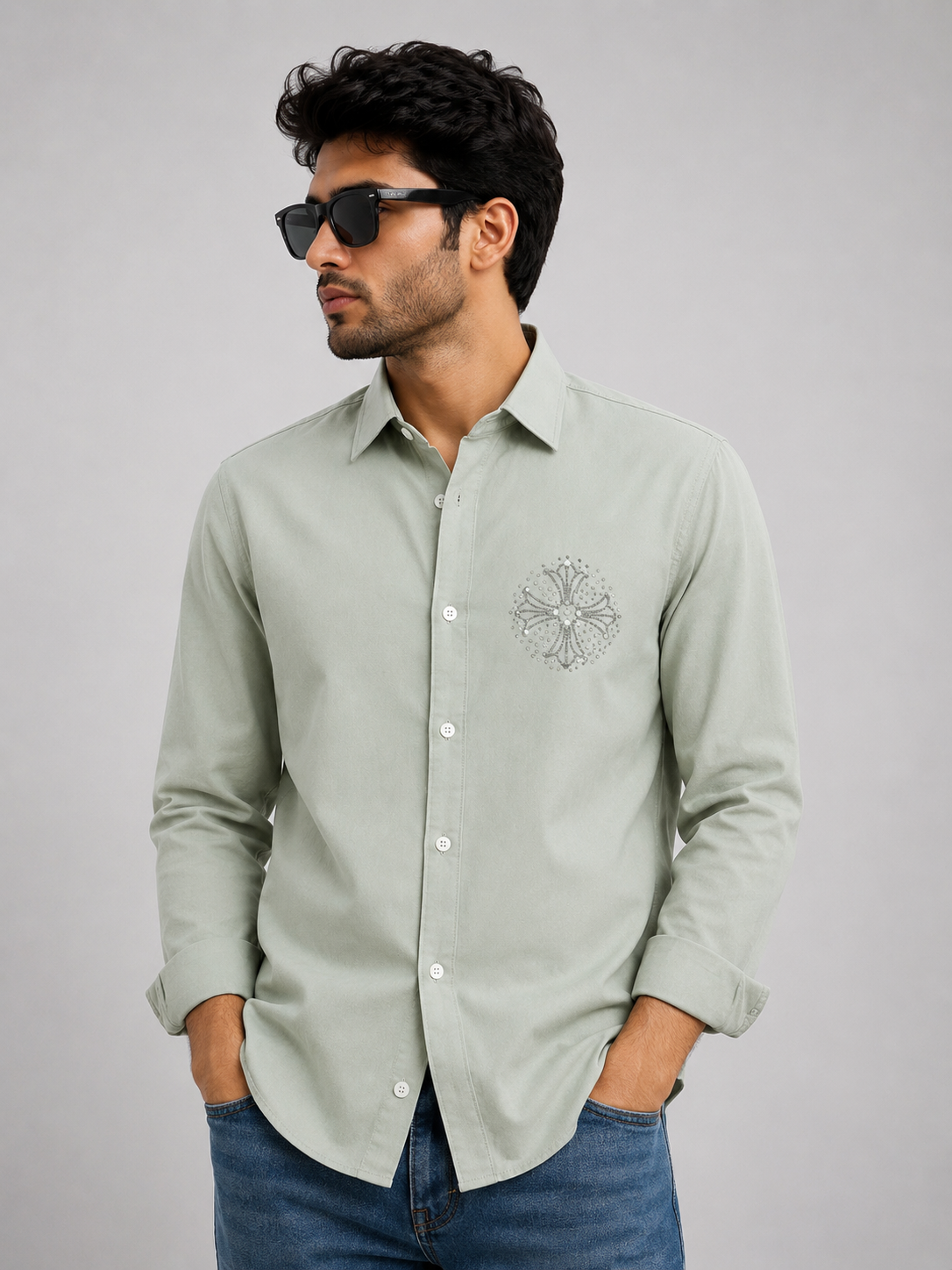 Premium Sage Green Casual Shirt - Image 4