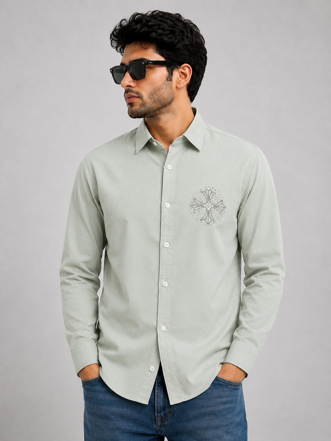 Premium Sage Green Casual Shirt - Image 3